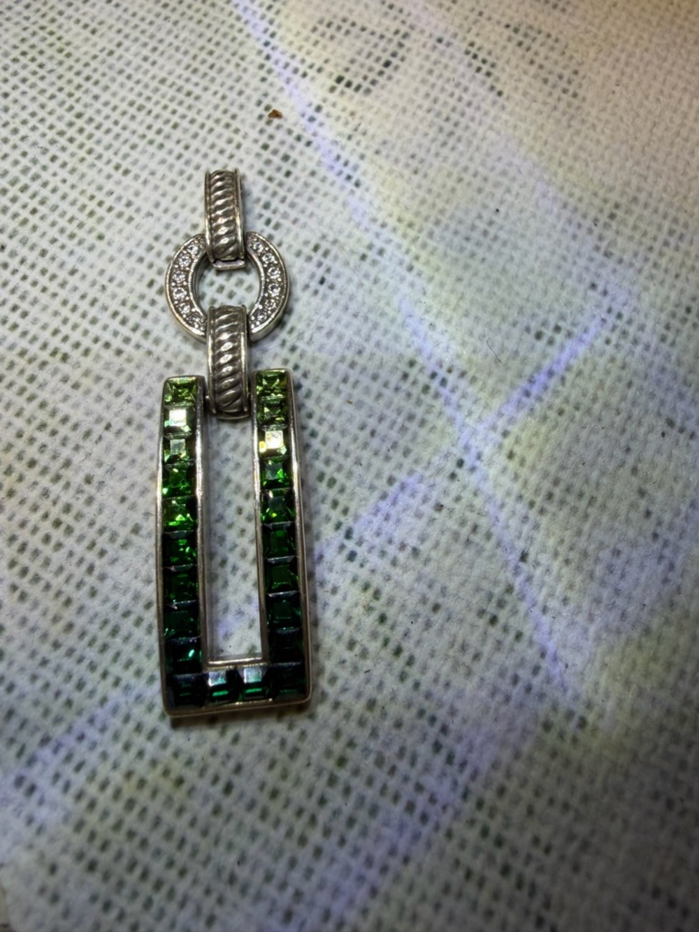 Brighton Silver-Tone Pendant with Green Square Crystals